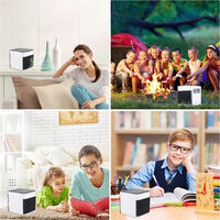 Mini Portable Air Conditioner Fan Noiseless Evaporative Air Humidifier USB Personal Conditioner 3-Speed LED