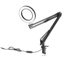 Lighting LED 5X Magnifying Lamp with Clamp Hands Free Magnifying Glass Desk Lamp Adjustable Swivel Arm USB-powered, Large - Large