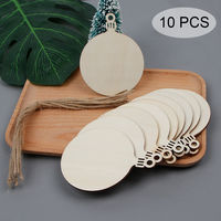 10PCS DIY Natural Wooden Chip Christmas Tree Hanging Ornaments Pendant Kids Gifts Round Shape Xmas Decorations