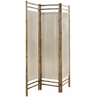 Folding 3-Panel Room Divider Bamboo and Canvas 120 cm
