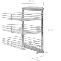 3-Tier Pull-out Kitchen Wire Basket Silver 47x35x56 cm
