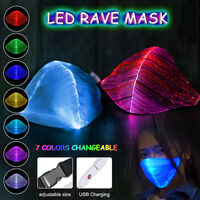 7 Color Lights LED Light up Face Mask USB Rechargeable Glowing Luminous Dust Mask, White - White