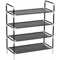 Shoe Rack with 4ShelveMetal and Non-woven Fabric Black