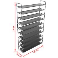 Shoe Rack with 10ShelveMetal and Non-woven Fabric Black