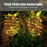 Solar wrought iron pineapple hanging LED lights (24 lamp beads * 2 pcs), warm white