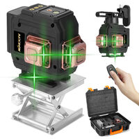 KKmoon 12lines multifunctional laser level instrument set, 3D, UK Plug, 220V, with one battery
