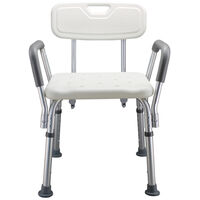 Thick aluminum alloy bath non-slip bath chair with armrests (six-speed adjustable height / bearing 136kg), white ordinary model