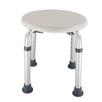Aluminum alloy round bath chair (7 levels adjustable 36-51cm/ bearing 150kg/), white