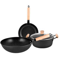 3-piece non-stick frying pan stock pan frying pan set, black
