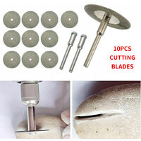 10pcs Diamond Cutting Wheel Sawing Bladings with 2 Connection Shanks 20mm/0.79in Cut-off Cutter Discs for Dremel Rotary Tool,model: diameter 20mm