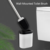 Toilet Brush Suit Domestic-Use Wall-Mounted Soft Brush Long Hand Shank Soft Rubber Toilet Clearing Brush,model:White