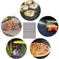 BBQ Grill Mat Non Stick Mesh with Holes Heavy Duty Reusable Dishwasher Safe Mesh Fireproof Topper Pad Easy Clean and Easy Use on Gas Charcoal Electric Grill,model:Black