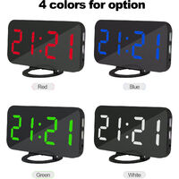 Digital Alarm Clock LED Display with Dual USB Charger Ports Auto Dimmer Mode Easy Snooze Function Modern Mirror Desk Wall Clock with Button Battery Nightlight for Bedroom Home Office,model:Red