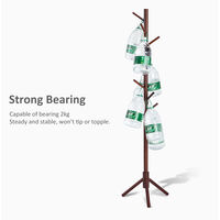 Rubberwood Wooden Floor Standing Clothes Hat Hall Tree Free Standing Hallstand Hatstand Hat Rack Coat Stand Holder with 8 Hooks,model:Coffee - model:Coffee