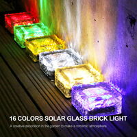 2PCS LED Solar Glass Brick Light 16 Colors RGB Ice Cube Shaped Outdoor Lawn Lights Waterproof Decorative Christmas Festives Fairy Landscape Lamp Floor Tile Square Underground Lamp with Remote Control,model: 2pcs