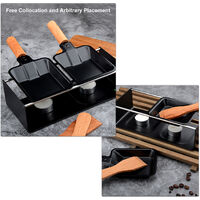 Cheese Raclette Set Cheese Melter Pan Non-Stick Raclette Grill Set Portable Candlelight Raclette with Spatula Home Metal Kitchen Grilling Tool with Wood Handle,model:Black&Brown