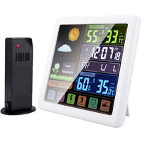 Touch Color LCD Screen Wireless Weather Station Alarm Clock Indoor & Outdoor Thermometer Hygrometer with USB Port Snooze Function--White,model:White