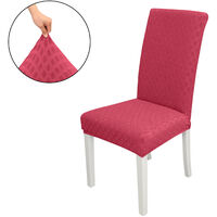 Dining Chair Slipcover, High Stretch Removable Chair Cover Washable Chair Seat Protector Cover, Jacquard Rhombus, Chair Cover Slipcover for Home Party Hotel Wedding Ceremony, Red,model:Red