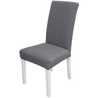 Dining Chair Slipcover, High Stretch Removable Chair Cover Washable Chair Seat Protector Cover, Jacquard Rhombus, Chair Cover Slipcover for Home Party Hotel Wedding Ceremony, Dark grey,model:Dark gray