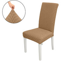 Dining Chair Slipcover, High Stretch Removable Chair Cover Washable Chair Seat Protector Cover, Jacquard Rhombus, Chair Cover Slipcover for Home Party Hotel Wedding Ceremony, Camel,model:Camel