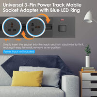 Universal 3-Pin Track Sockets Power Sockets Adapter Power Track Socket Outlet Versatile Electric Mobile Track Socket Slidable Wall Outlet with Blue LED Ring,model:Silver
