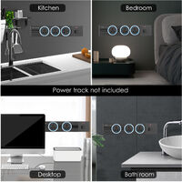 Universal 3-Pin Track Sockets Power Sockets Adapter Power Track Socket Outlet Versatile Electric Mobile Track Socket Slidable Wall Outlet with Blue LED Ring,model:Silver