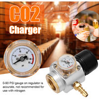 Aluminum CO2 Mini Gas Charger 0-90 PSI Gauge for Soda Water Beer Kegerator,model:Multicolor 2