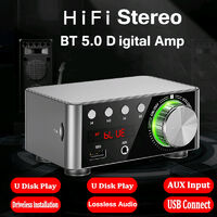 HIFI BT5.0 Digital Amplifier Mini Stereo Audio Amp 100W Dual Channel Sound Power Audio Receiver Stereo AMP USB AUX for Home Theater USB TF Card Players Black,model:Black