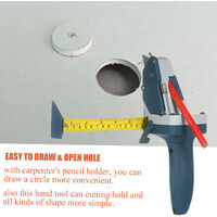 All-in-one Gypsum Board Cutting Tool with Measuring Tape and Utility Knife Mark and Cut Drywall Shingles Insulation Tile Carpet Foam,model:Blue