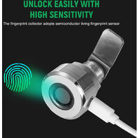 T22 Smart Fingerprint Lock Electronic Drawer Lock Keyless Biometric Cabinet Lock USB Rechargeable Lock for Home Office,model:Silver