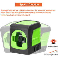Portable High Brightness 2 Green Lines Laser Level Vertical Horizontal Lines 4¡ã Self-leveling Function Leveling Tool for Ceramic Tile Laying Door Window Partition Install Construction Decoration Utility Tool,model:Green