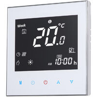 KKmoon Digital Underfloor Heating Thermostat for Electric Heating System Floor & Air Sensor Energy Saving AC 95-240V 16A Touchscreen LCD Display Room Temperature Controller,model:White type 1 no WiFi