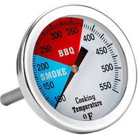2 Inch Thermometer Gauge 100-550¨H Temperature Range Food Thermometer with Stainless Steel Stem Dial Thermometers for Gas Charcoal Smoker Pit Grill BBQ (M8 Nut),model:Silver