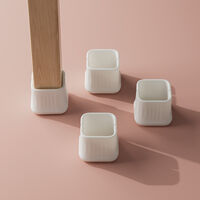 4pcs Square Silicone Table Chair Leg Cover Furniture Foot Leg Pads Mats Floor Slip Bottom Leg Protectors Caps Preventing Floor Scratches and Reduce Noise,model:White square - model:White square