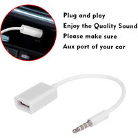 White-1Pack USB Female to 3.5mm Jack Audio Dongle 3.5mm Male Aux Cord Plug to USB 2.0 Converter Cable Only Support Play Music on Car AUX to USB Adapter 