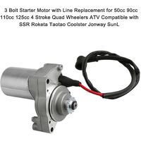 3 Bolt Starter Motor with Line Replacement for 50cc 90cc 110cc 125cc 4 Stroke Quad Wheelers ATV Compatible with SSR Roketa Taotao Coolster Jonway SunL,model:Silver