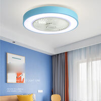 Fcmila FS0030 Ceiling Fan with Lighting with Remote Control Fan Lamp 3-Color Light 3-Speed Wind LED Lighting for Bedroom Living Room Dining Room,model:Blue 220V