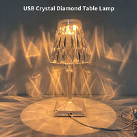 Acrylic Diamond Table Lamp 3 Lighting Colors with Brightness Adjustable USB Crystal Bedside Night Light Decorative Bedroom Nightstand Lamp,model: USB direct charge
