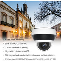 2MP Full High Definition POE PTZ Dome Camera,Outdoor Security Camera with Night Vision,Motion Detection,IP66 Waterproof,model:Black