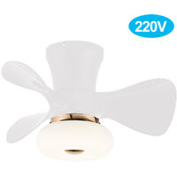 FS0021 AC220V Ceiling Fan with Lighting with Remote Control Positive Negative Rotation 3-Color Light 6-Speed Wind LED Lighting for Bedroom Living Room Dining Room,model:White 220V - model:White 220V