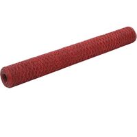 Chicken Wire Fence Steel with PVC Coating 25x1.2 m Red
