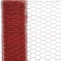 Chicken Wire Fence Steel with PVC Coating 25x1.2 m Red