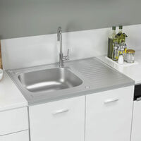 Kitchen Sink with Drainer Set Silver 800x600x155 mm Stainless Steel