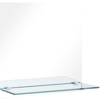 Wall Mirror with Shelf 50x50 cm Tempered Glass