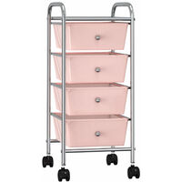4-Drawer Mobile Storage Trolley Pink Plastic
