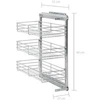 3-Tier Pull-out Kitchen Wire Basket Silver 47x25x56 cm