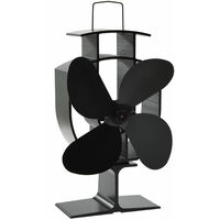 Heat Powered Stove Fan 4 Blades Black
