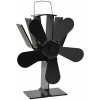 Heat Powered Stove Fan 5 Blades Black