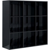 Book Cabinet High Gloss Black 98x30x98 cm Chipboard
