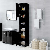 Bathroom Cabinet High Gloss Black 30x30x183.5 cm Chipboard